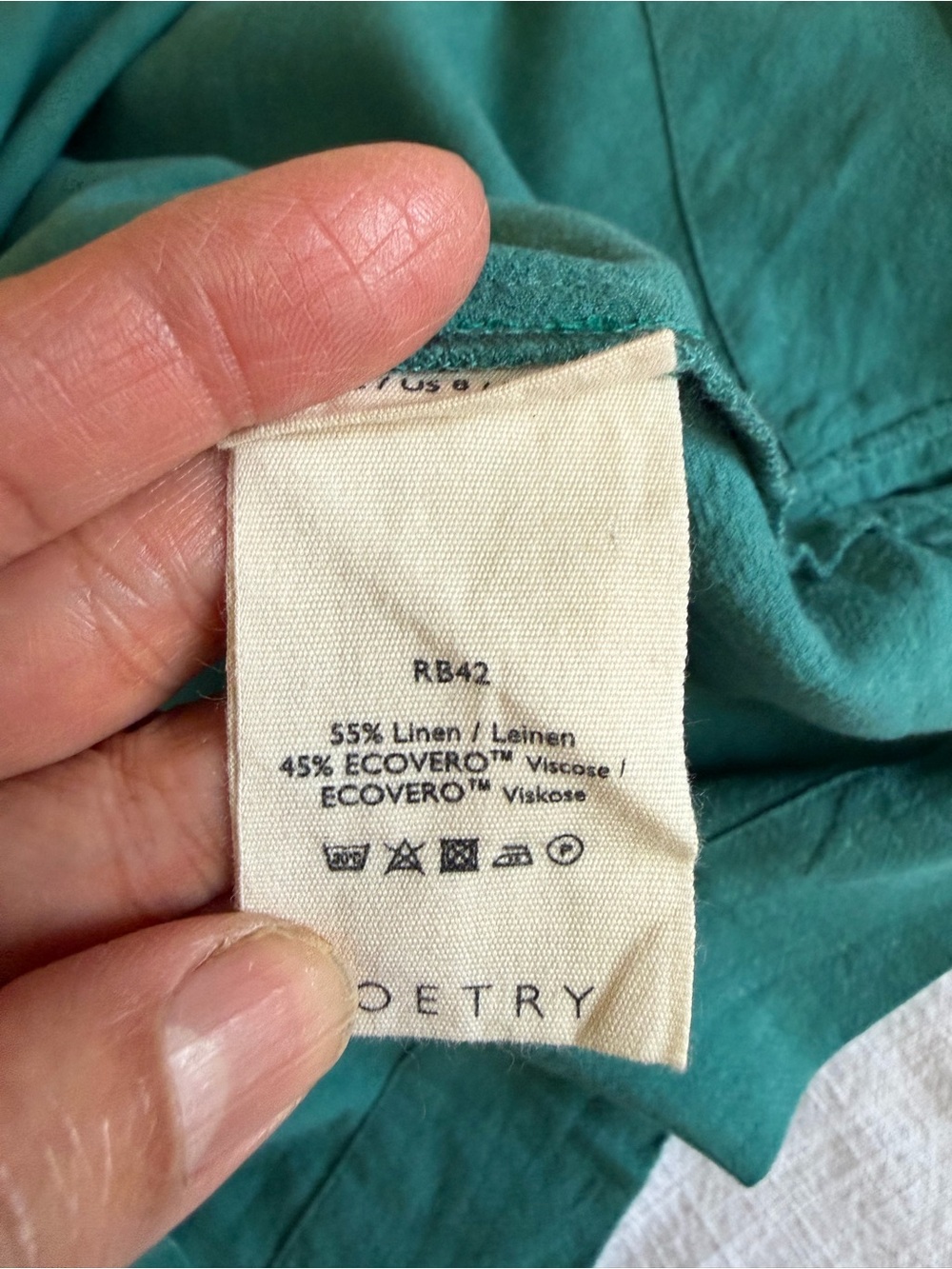 Poetry Women's Teal Curved-Sleeve Button-Up Blouse - Picture 7 of 11